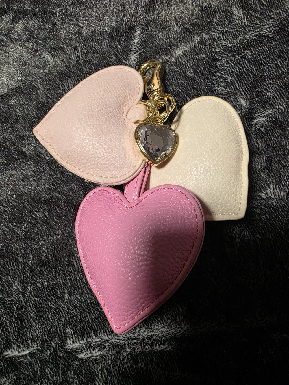 Betsey Johnson Pink, Light Pink & Cream Heart Bag Charm